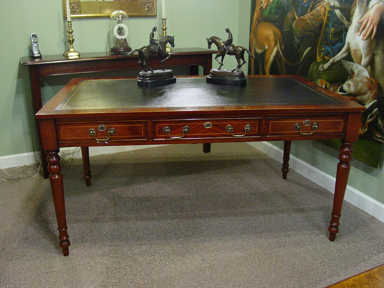 Mahogany Turned Leg Writing Desk